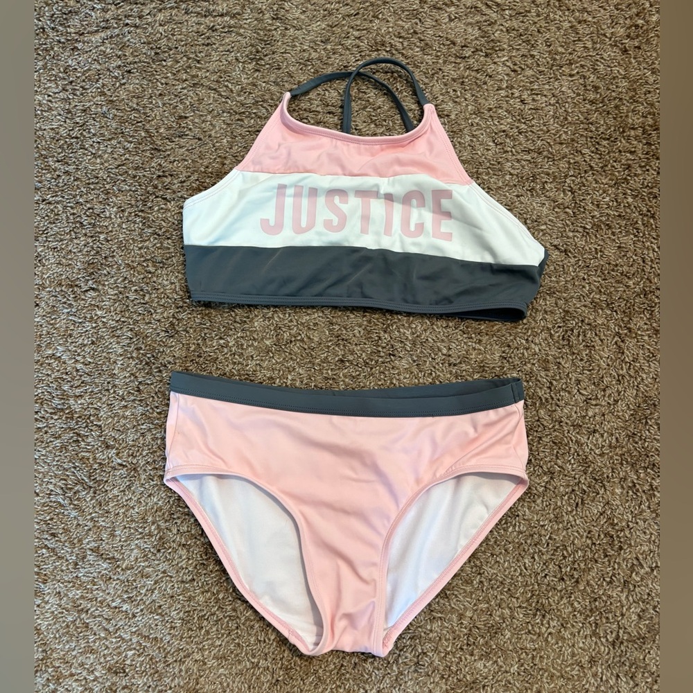 Girl’s Justice Gray and Pink Bikini Size 18